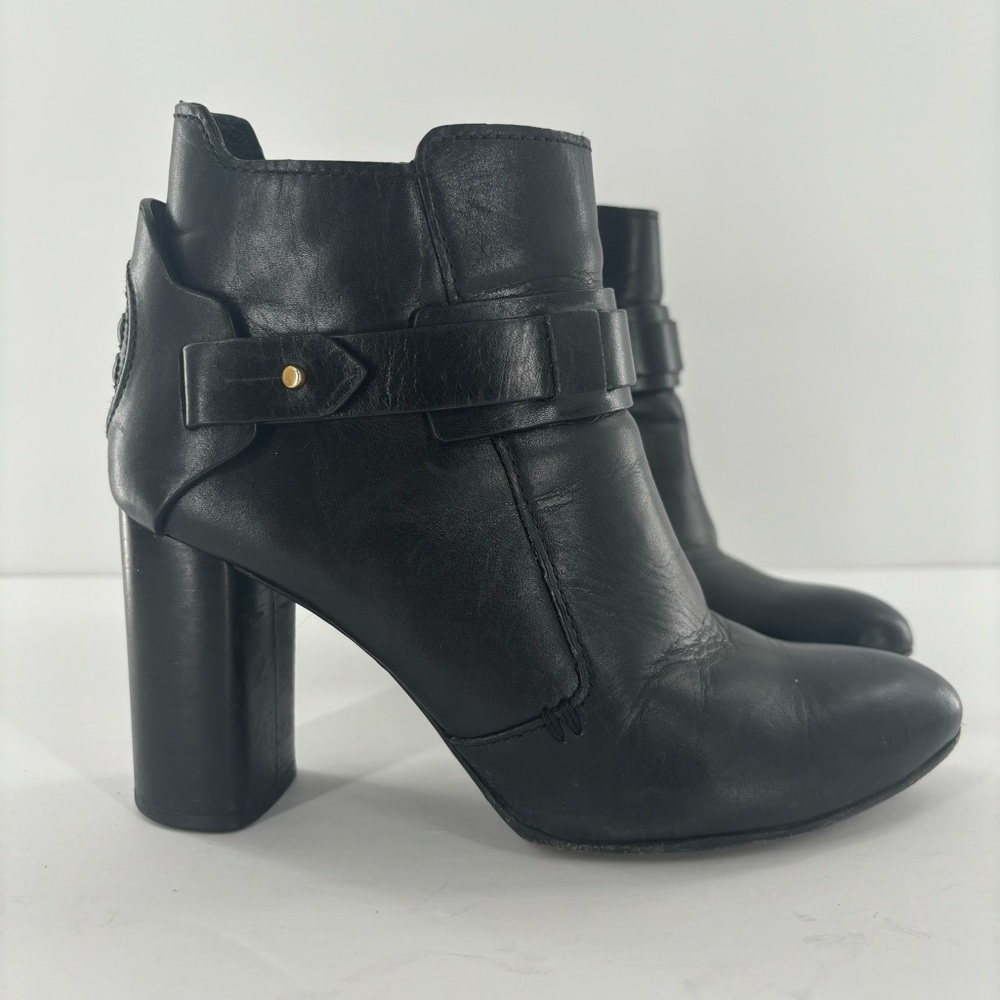 Tory Burch Colton Ankle Logo Leather Boots Size 6
